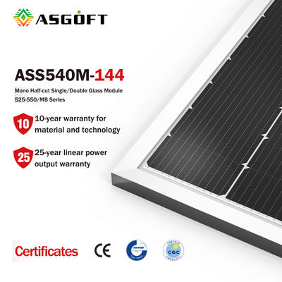 سیستم پنل خورشیدی دو وجهی 450w 500w 540w شفاف برای خانه