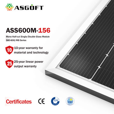 ASGOFT Glass Solar Mono Monocrystalline Cell Film Panels 600w