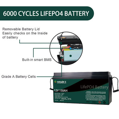 ASGOFT Lipo4 Lifepo4 Battery 100ah 150AH 12 Volt Lion-Battery Pack