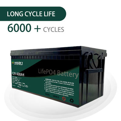 بسته باتری لیتیومی 12 ولتی ASGOFT Solar Energy Lifepo4 400 ساعت برای چرخ دستی‌های گلف RV