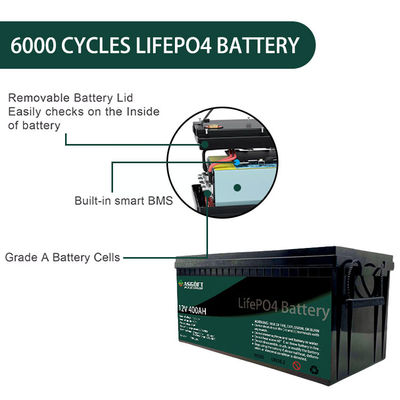 بسته باتری لیتیومی 12 ولتی ASGOFT Solar Energy Lifepo4 400 ساعت برای چرخ دستی‌های گلف RV