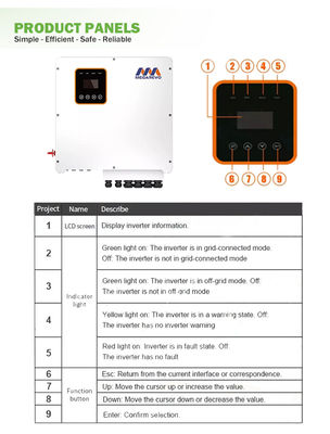 7kw 8kw 10kw 15kw هیبریدی اینورتر خورشیدی 48v 240v ذخیره انرژی فاز تقسیم