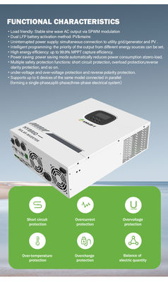 5kw 8kw 10 Kw 12kw فتوولتائیک هیبریدی روی شبکه اینورتر خورشیدی