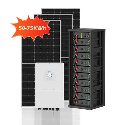 50kWh 75kWh سیستم انرژی خورشیدی هیبریدی ولتاژ بالا 100kWh 300kwh 750kWh باتری کابینت PV On Off Grid