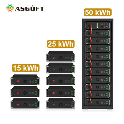 ولتاژ بالا 15kwh-750kwh باتری لیتیوم آهن Lifepo4 51.2v 100Ah باتری نصب شده در قفسه باتری لیتیوم یون