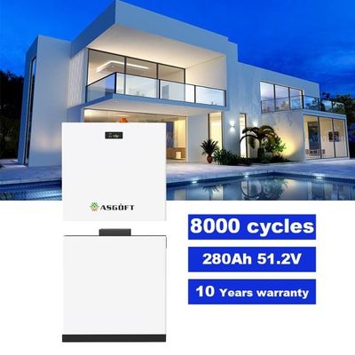 51.2V 280Ah 15kWh LiFePO4 باتری لیتیوم قابل انباشت Bms 10kWh 20kWh ذخیره سازی Pv